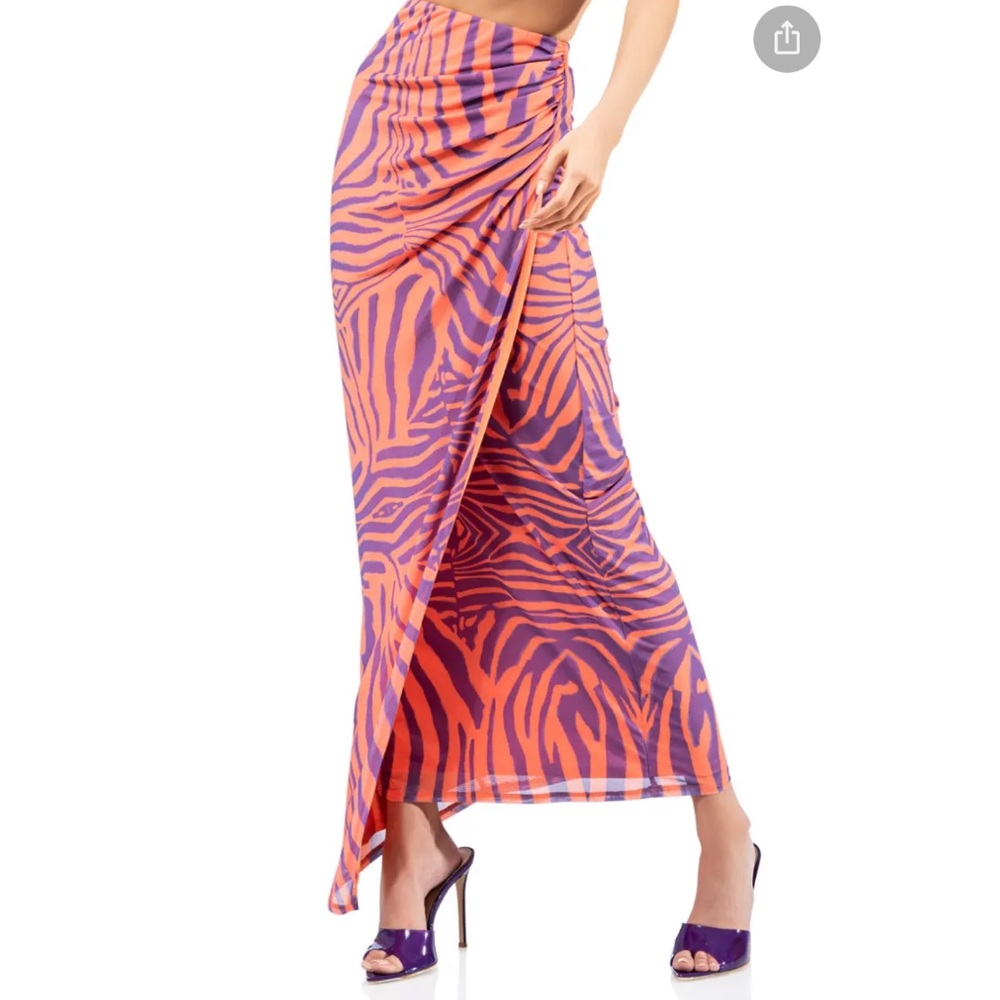 AFRM Dita Zebra Print Midi Skirt | sz M | NWT